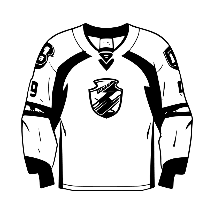 An ice hockey jersey in cartoon but clean style. No text on it, two colors. Should have transparent background